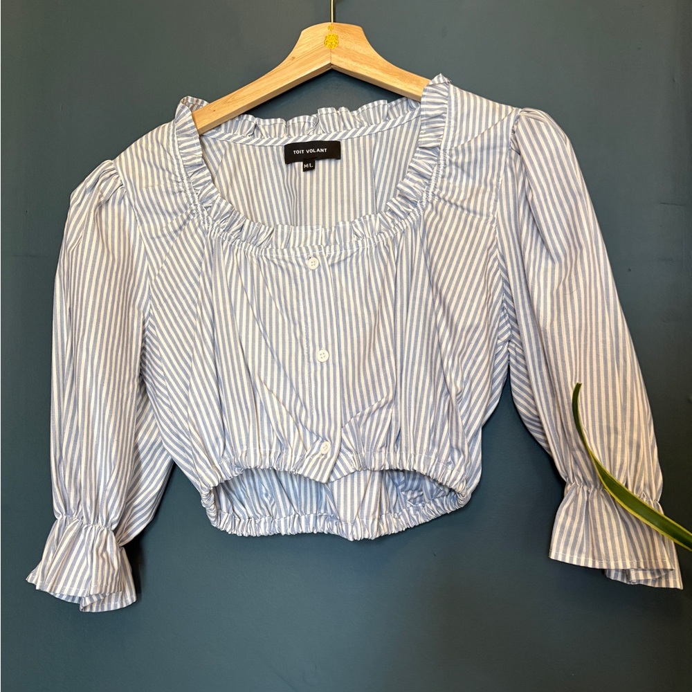 Toit Volant Blue Striped Blouse - Picture 2 of 9